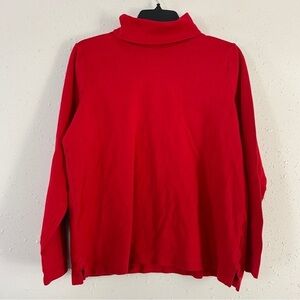 Lands’ End Shaped Red Turtleneck Shirt Supima Cotton Casual Comfy Large